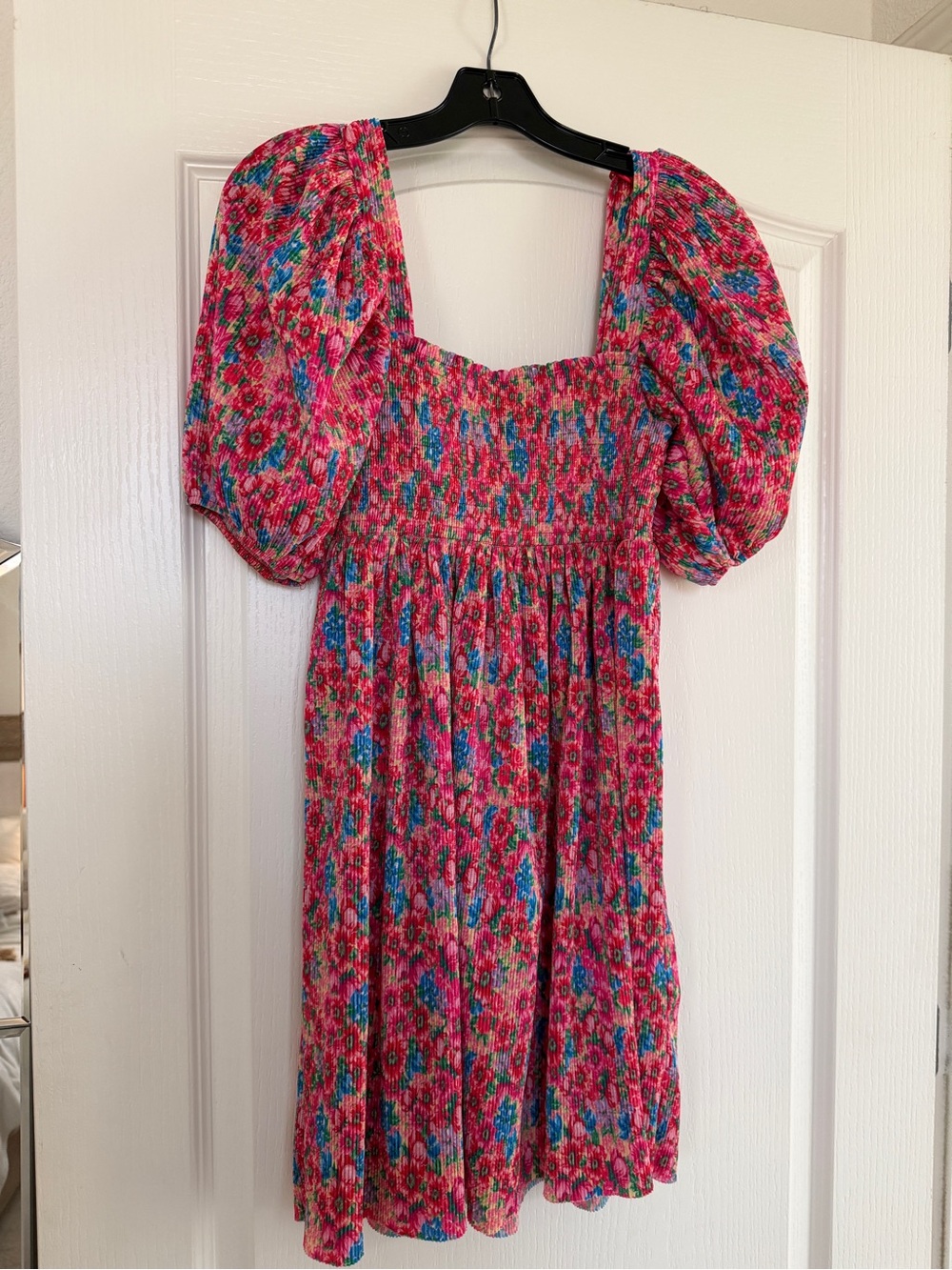 Women’s Zara Pink Floral Puff-Sleeve Dress
